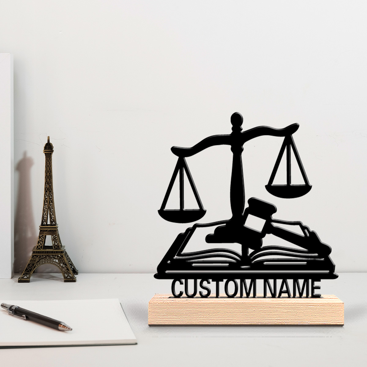 Engraved Wood Frame - 1 buah Seni Logam Keseimbangan Kustom