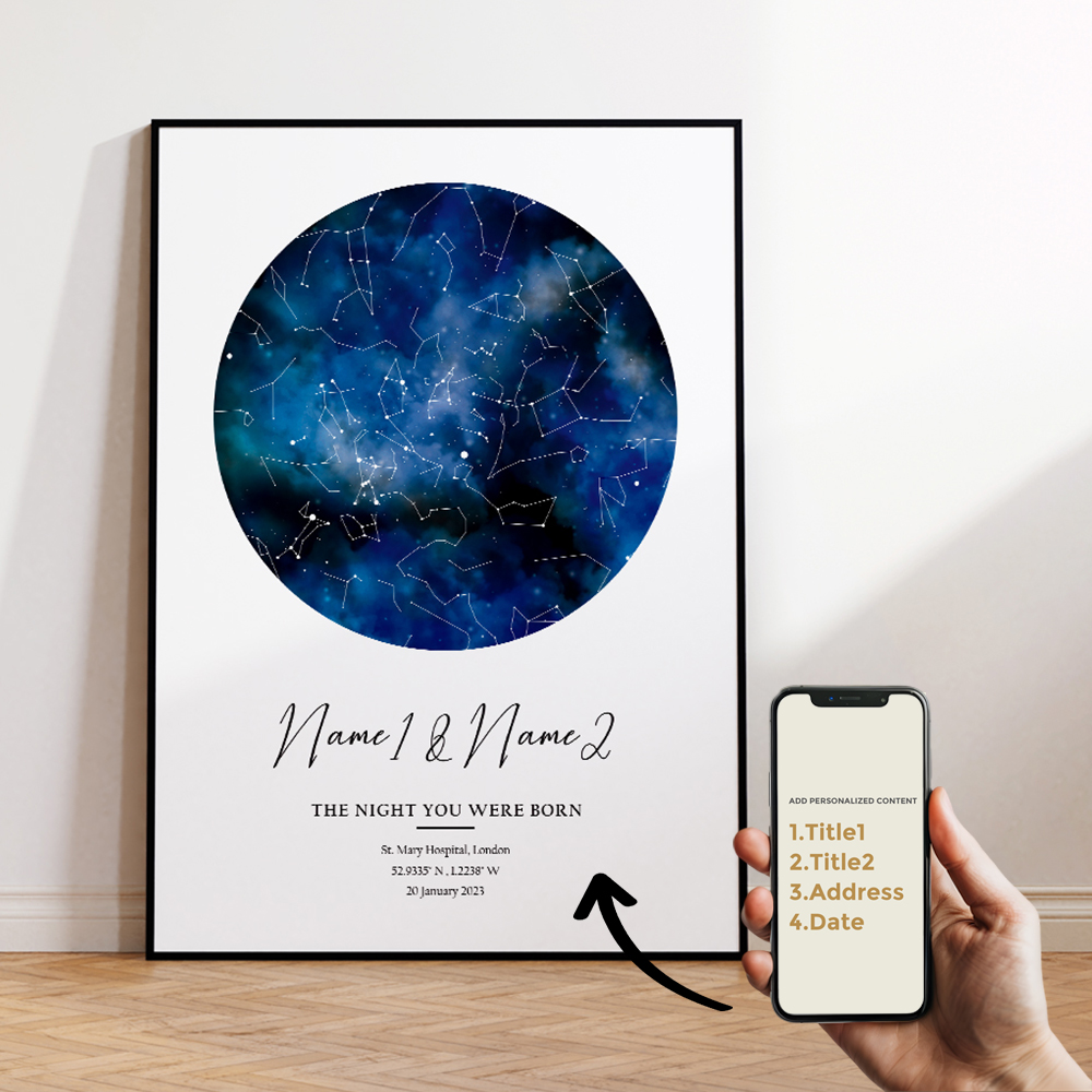Lukisan Kanvas Poster Cetak Ga - Custom Star Map ulasan dan harga